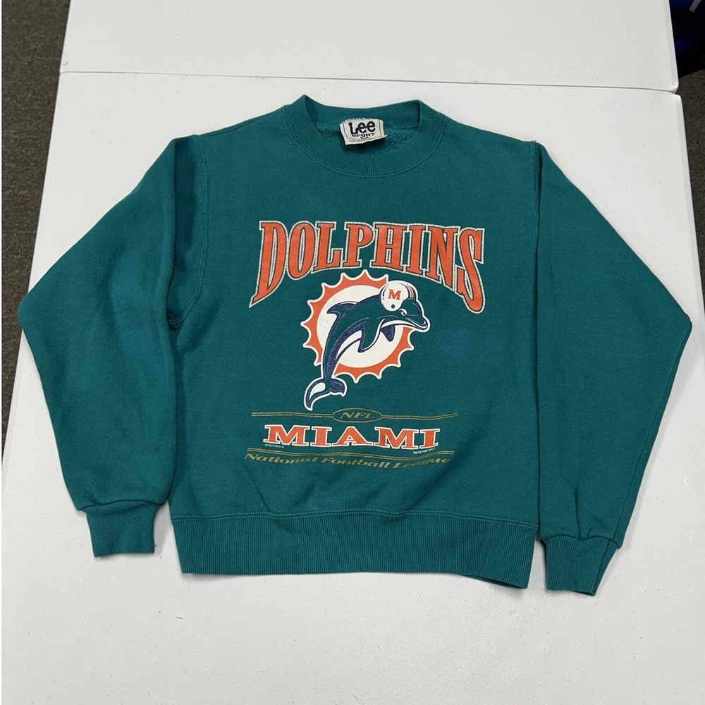 Lee Sport Miami Dolphins Sweatshirt Mens S Teal Excellent Vintage NFL Graphic